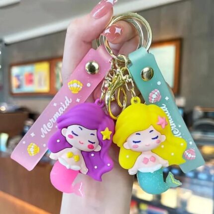 Cute Silicone Mermaid and Unicorn Keychains with Sticky Hooks