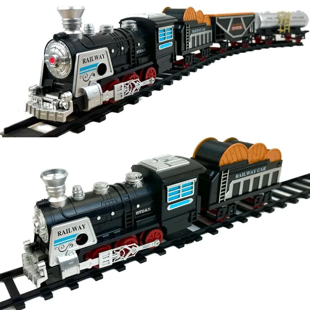 Big Size Classic Vintage Train Set with Cargo, Power Coach, & Oil Tanker - Image 4