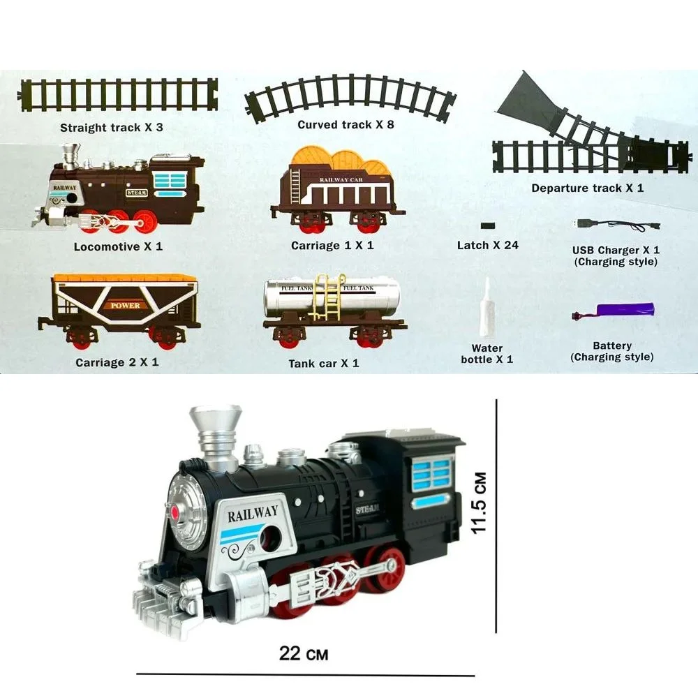 Big Size Classic Vintage Train Set with Cargo, Power Coach, & Oil Tanker - Image 5