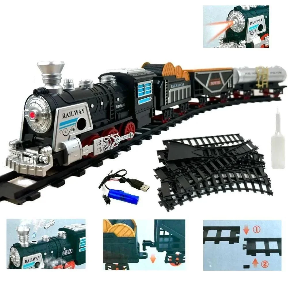 Big Size Classic Vintage Train Set with Cargo, Power Coach, & Oil Tanker - Image 2