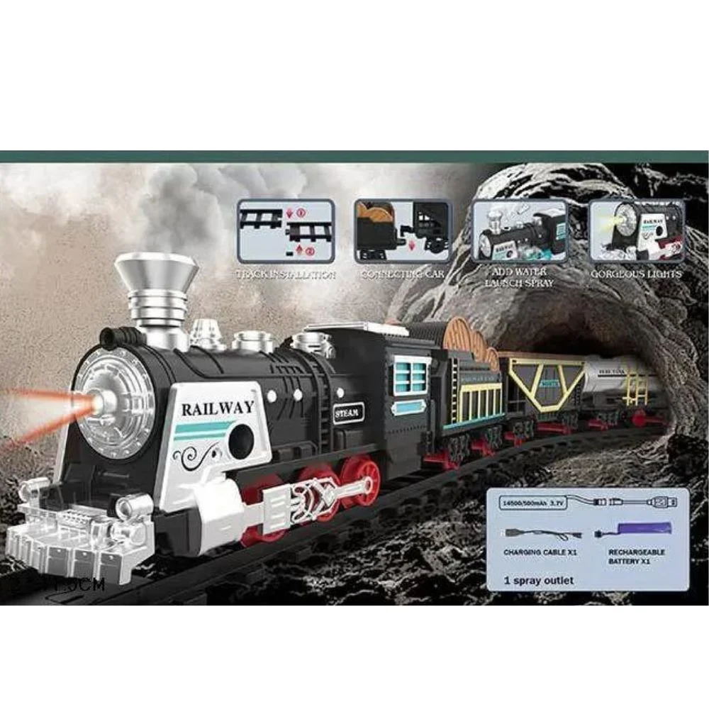 Big Size Classic Vintage Train Set with Cargo, Power Coach, & Oil Tanker - Image 3