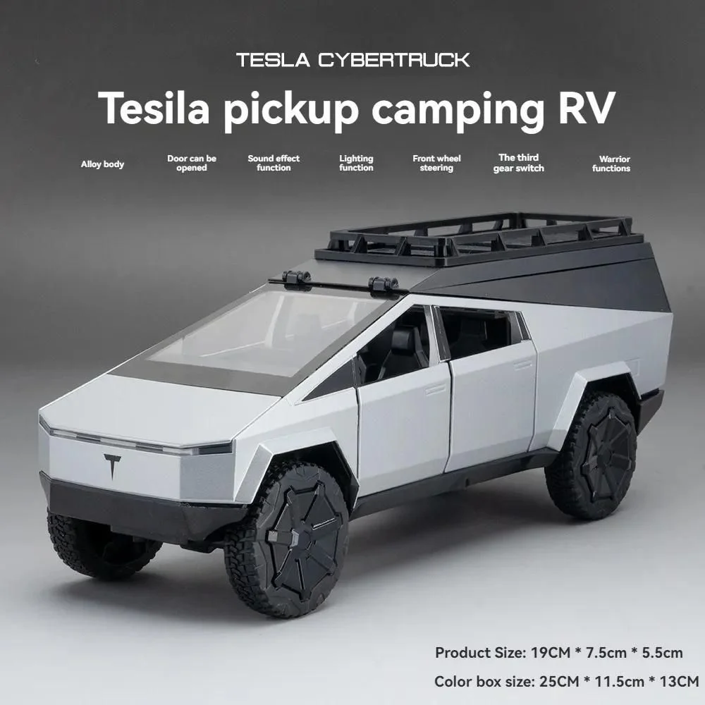 Diecast 1:24 Scale Tesla Cybertruck Camper Van Car - Image 8