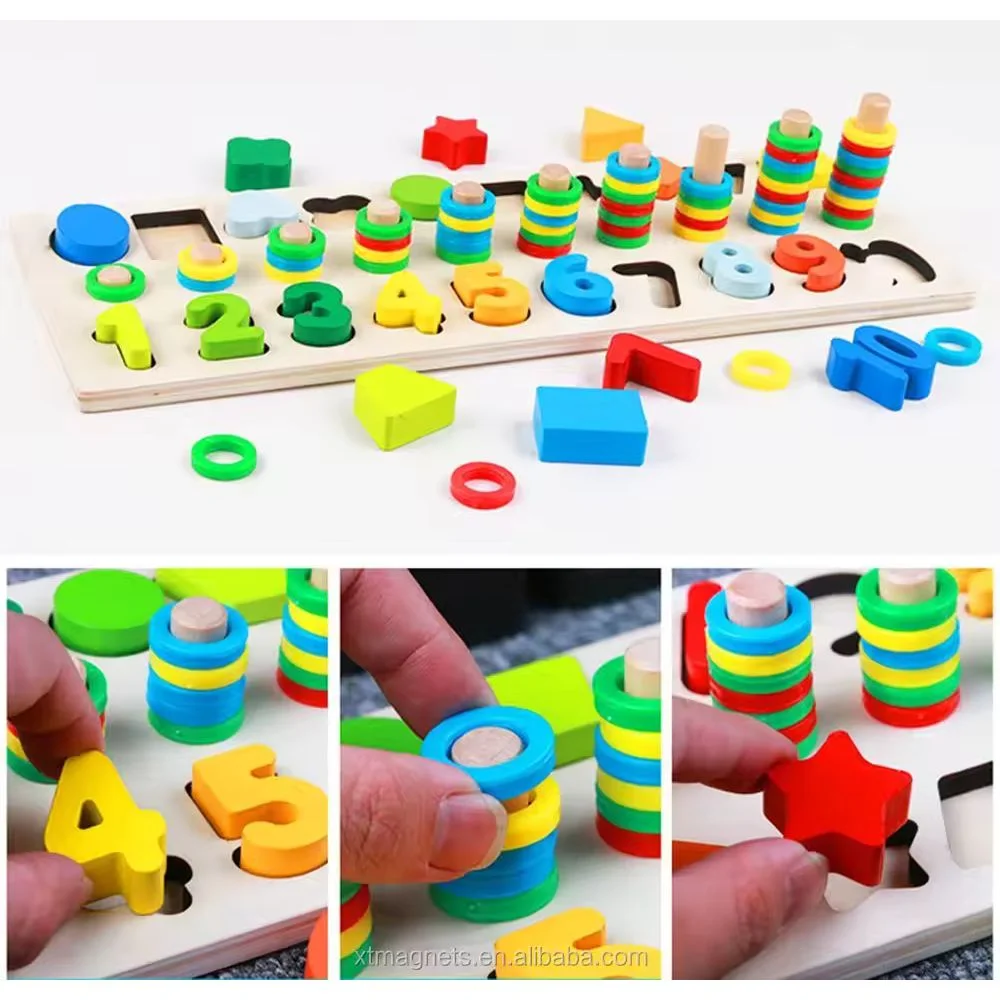 Wooden Three In One Digital Shape Pairing - Numbers, Shapes, and Letters - Image 2