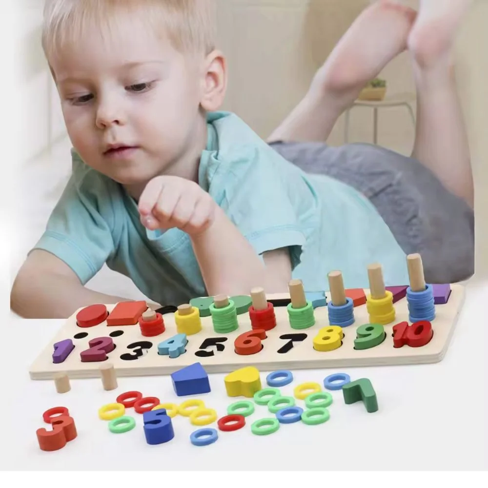 Wooden Three In One Digital Shape Pairing - Numbers, Shapes, and Letters - Image 4