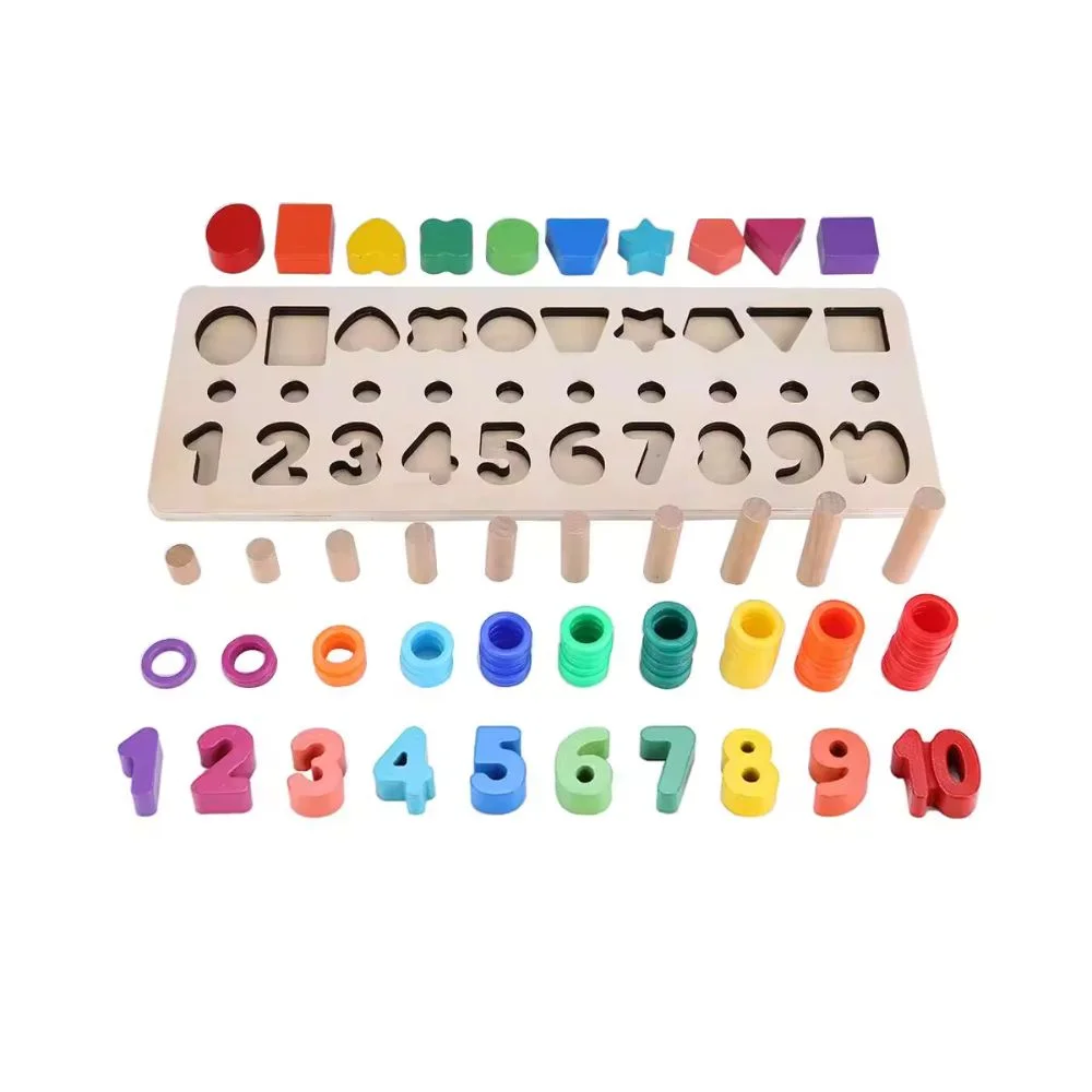 Wooden Three In One Digital Shape Pairing - Numbers, Shapes, and Letters - Image 3