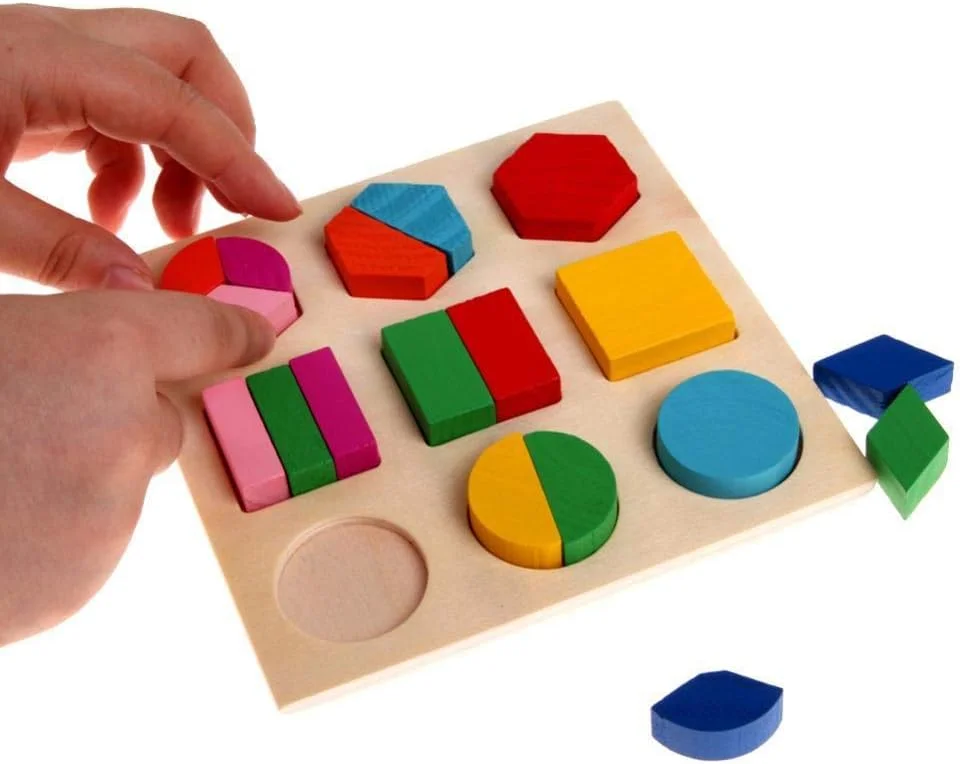 Wooden Geometric Shapes Sort Math Montessori Puzzle - Image 5