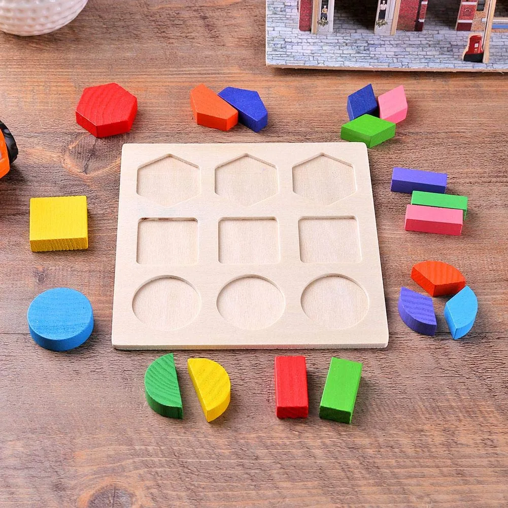 Wooden Geometric Shapes Sort Math Montessori Puzzle - Image 7