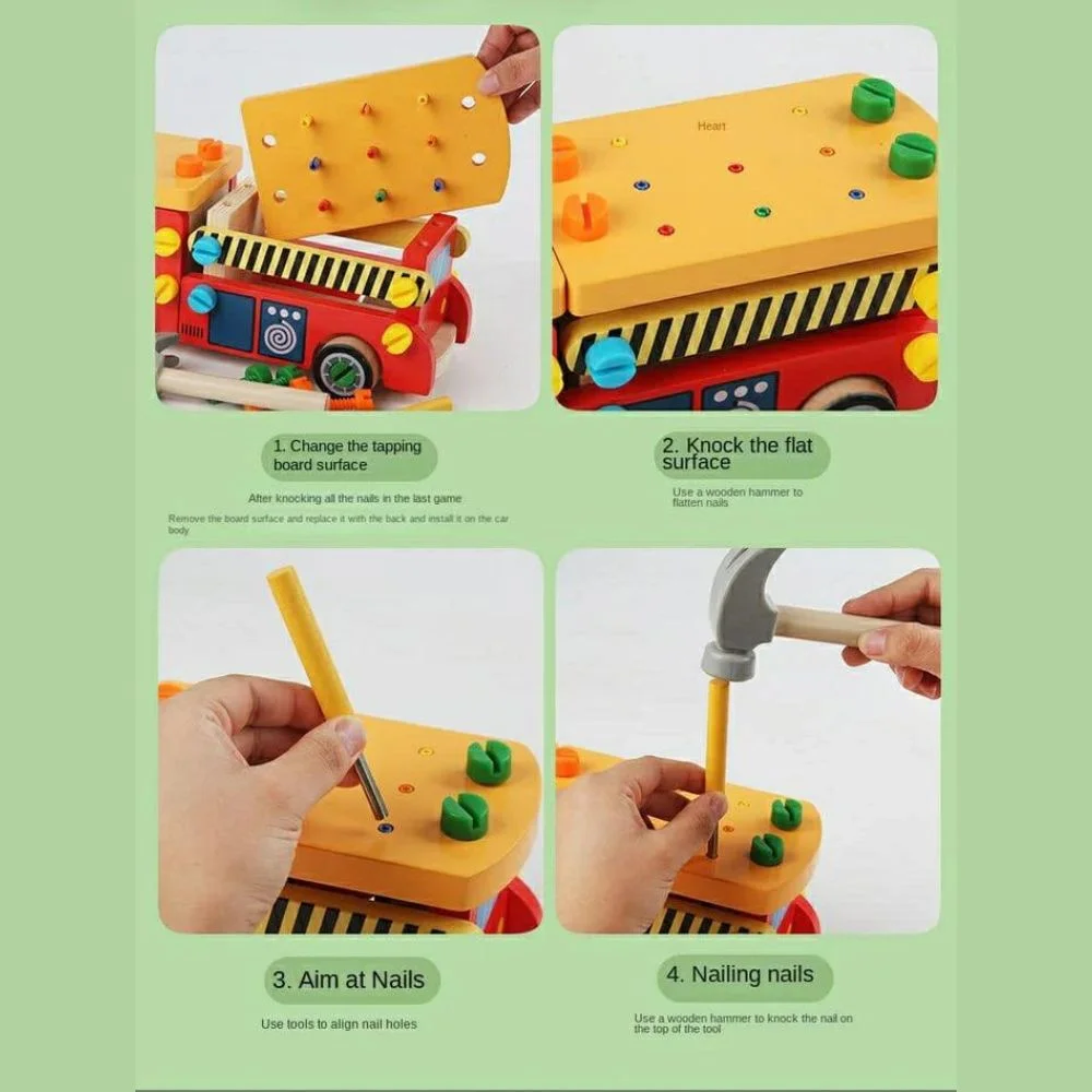 Wooden Nut Truck Toy : Disassemble, Assemble, and Play (Age 3+) - Image 5