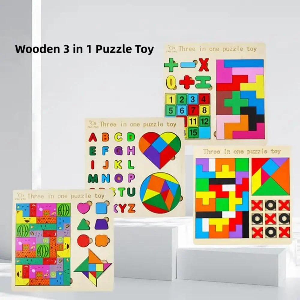 3-in-1 Wooden Montessori Puzzle Baby Toddler Toys - Image 8