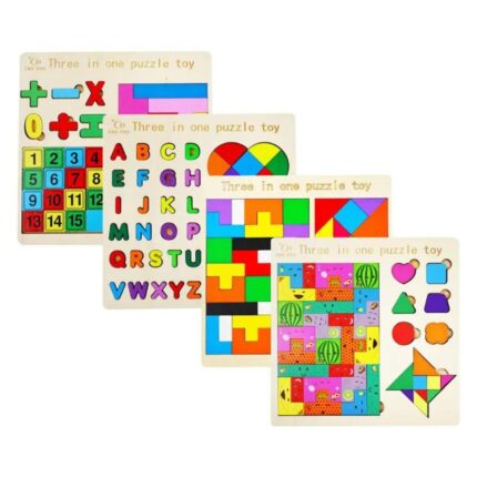 3-in-1 Wooden Montessori Puzzle Fun: Educational Toy for Toddlers