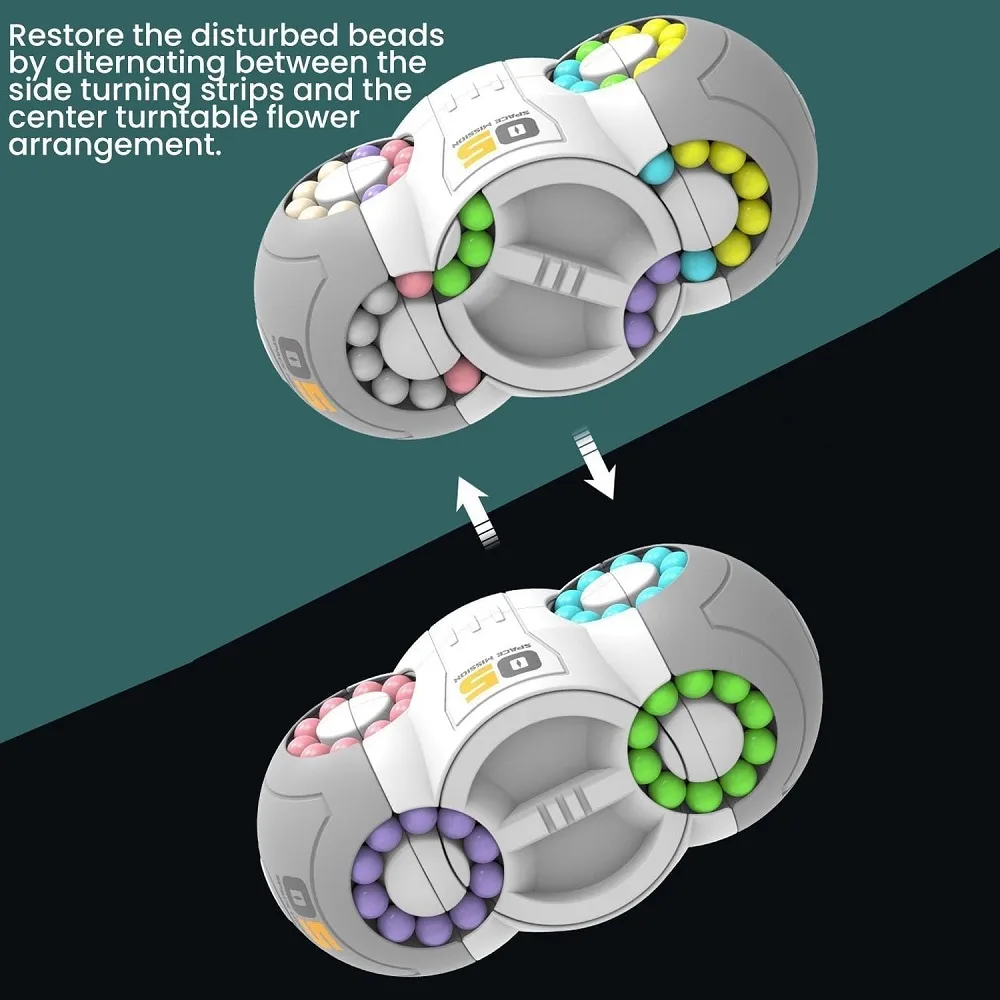 UFO 8 Sided Rotating Magic Beans Cube Fidget Toy (Age 3+) - Image 4