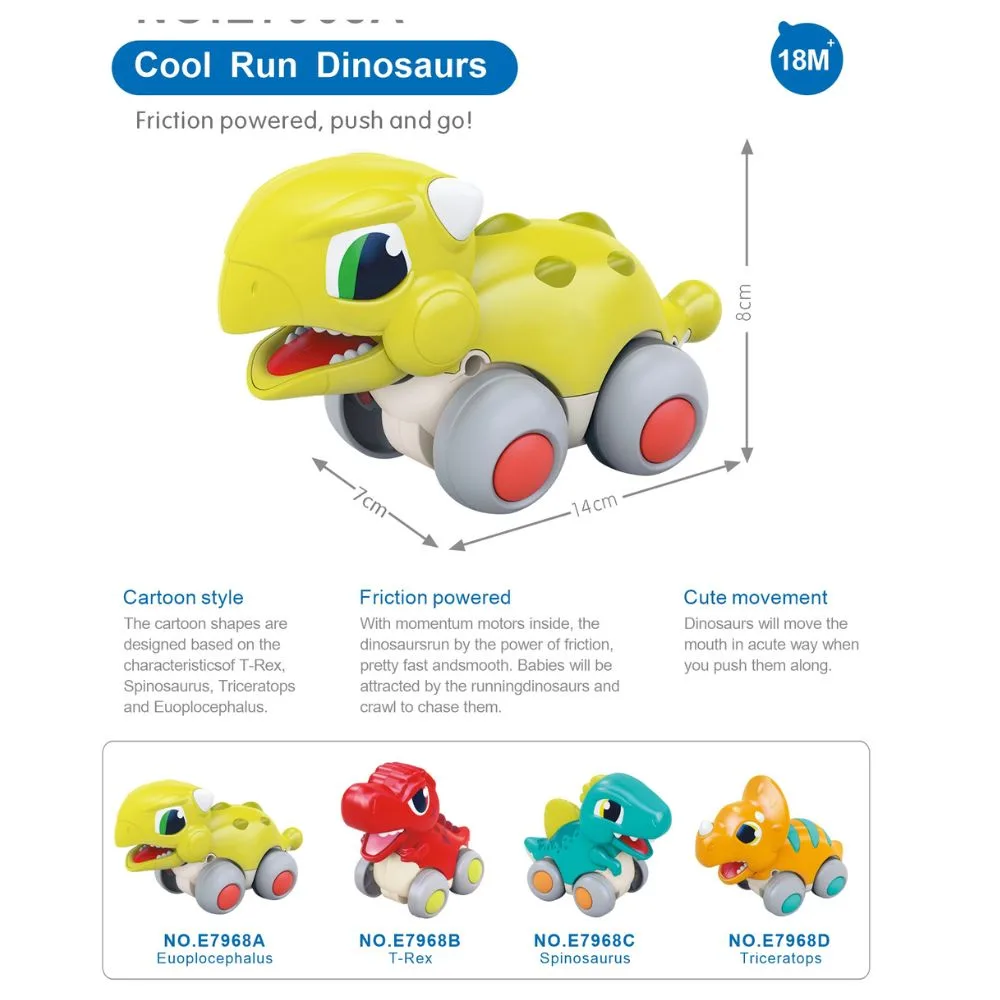 Hola Cool Run Dinosaurs 4 Pcs Pack: Unbreakable Toy For Toddler - Image 4