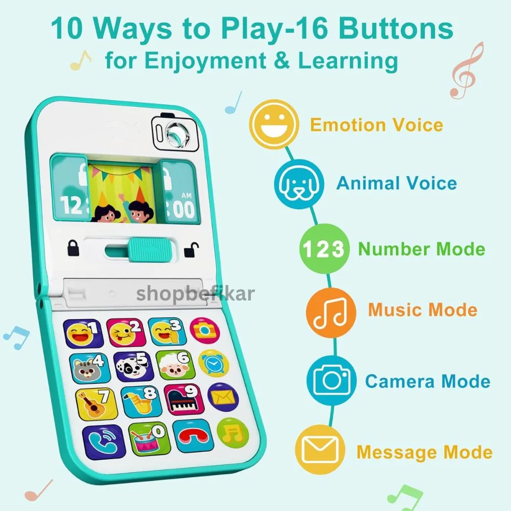 Hola Foldable & Slide Baby Phone Toy | Musical Learning Phone with Mirror, Lights & Sounds | 6–12 Months - Image 7