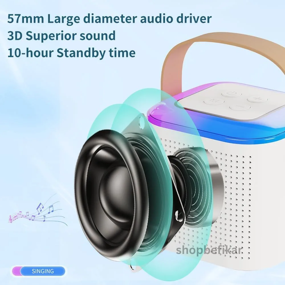 Portable Karaoke Machine for Kids: 2 Wireless Microphones and LED Lights - Image 3