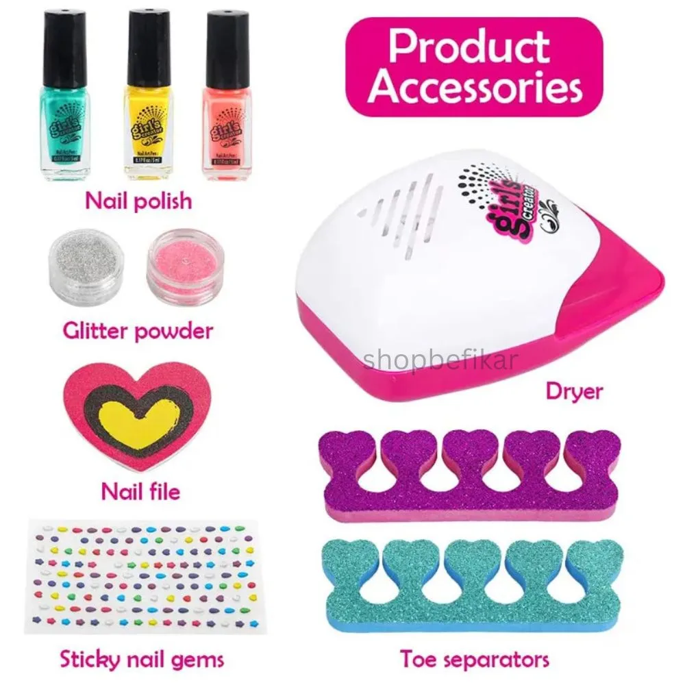 Crazy Girl Nail Glam Salon With Dryer For Pretend Play Fun (Age 3+) - Image 2