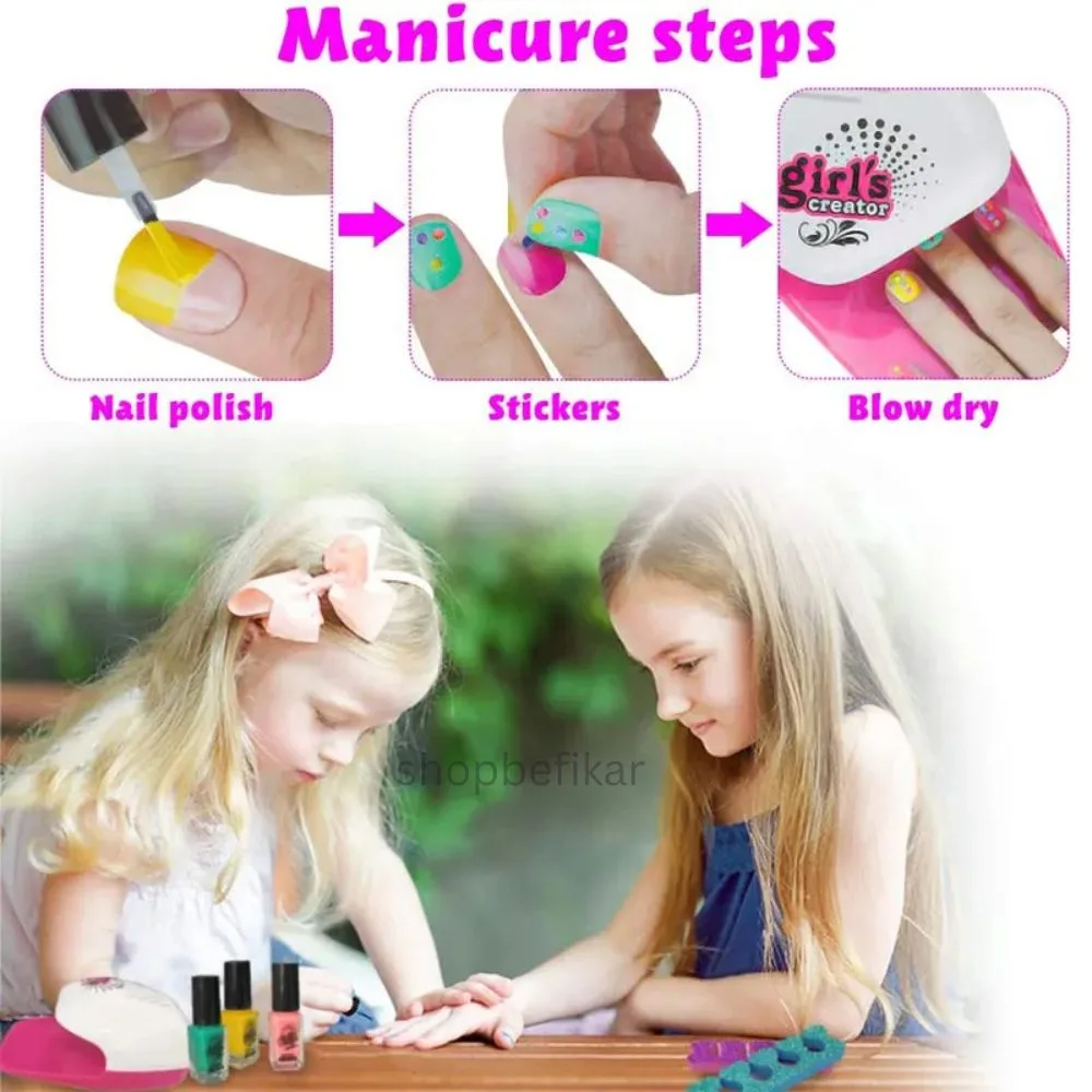 Crazy Girl Nail Glam Salon With Dryer For Pretend Play Fun (Age 3+) - Image 5
