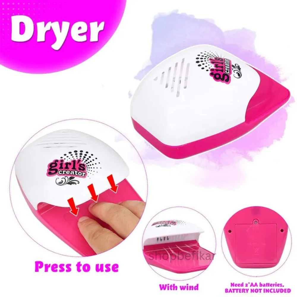 Crazy Girl Nail Glam Salon With Dryer For Pretend Play Fun (Age 3+) - Image 3