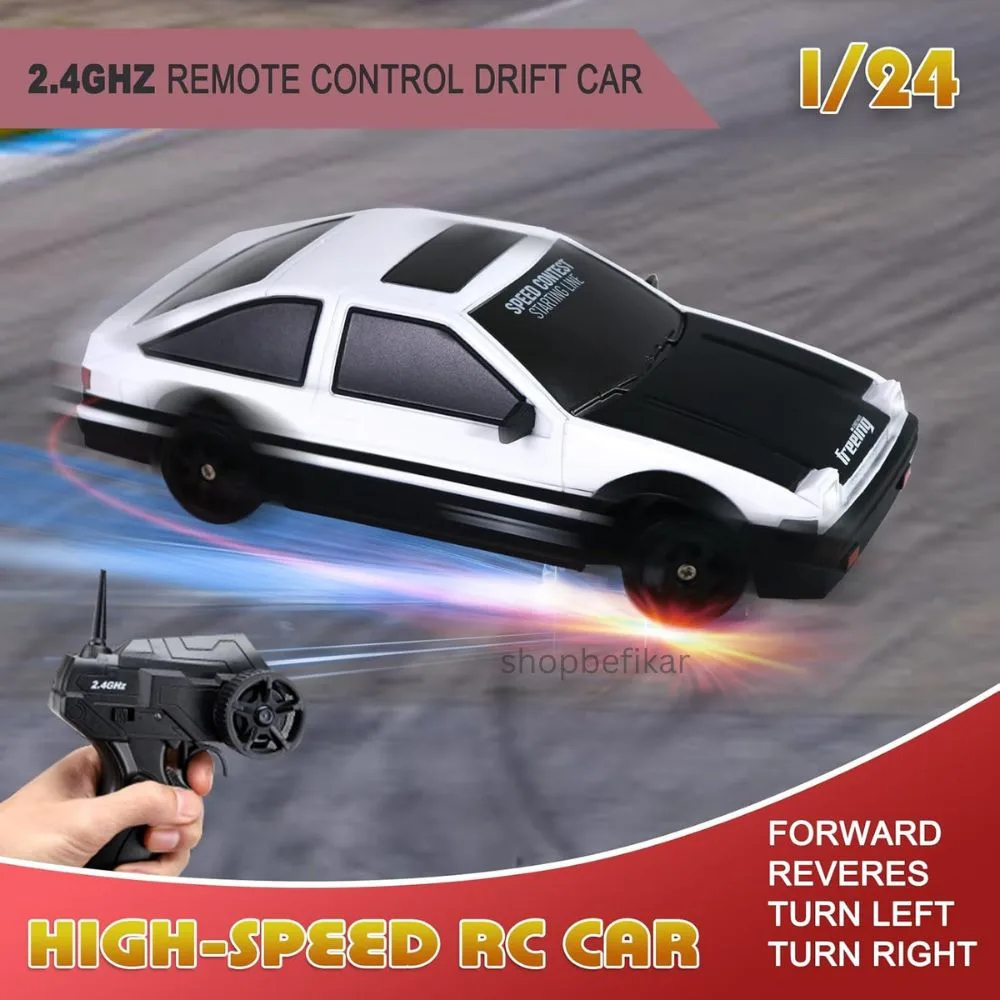 Shopbefikar 1:24 High-Speed Drift RC Car – 4WD, LED Lights & Interchangeable Tires | Ages 6+ - Image 2