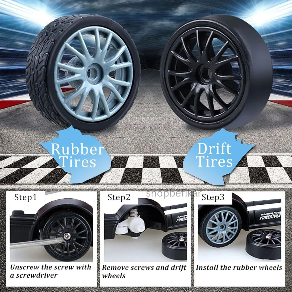 Shopbefikar 1:24 High-Speed Drift RC Car – 4WD, LED Lights & Interchangeable Tires | Ages 6+ - Image 7