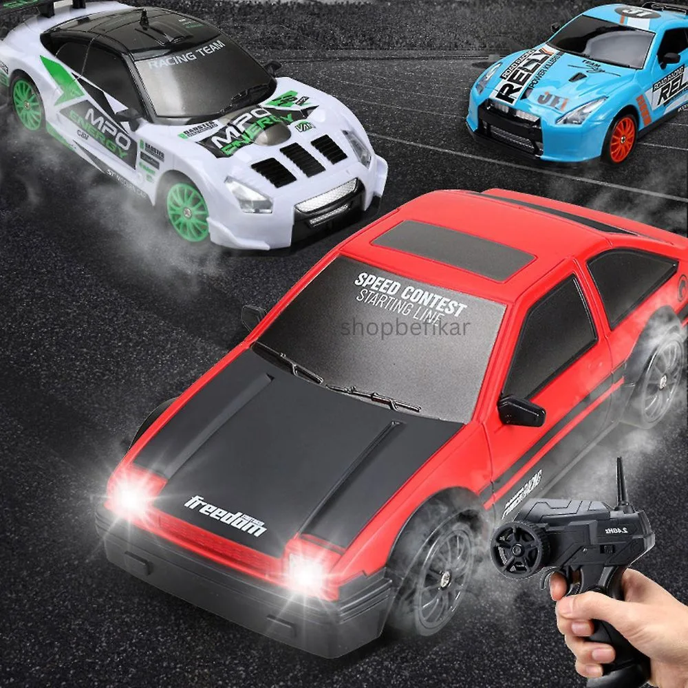 Shopbefikar 1:24 High-Speed Drift RC Car – 4WD, LED Lights & Interchangeable Tires | Ages 6+ - Image 4