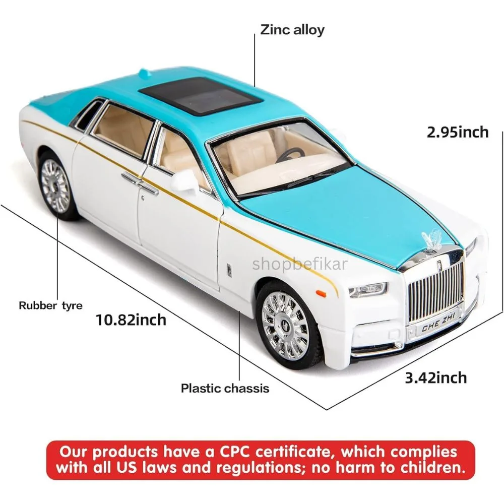 1:24 Diecast Rolls Royce Phantom Toy Car - Sound, Light, & Pull-Back Action - Image 2