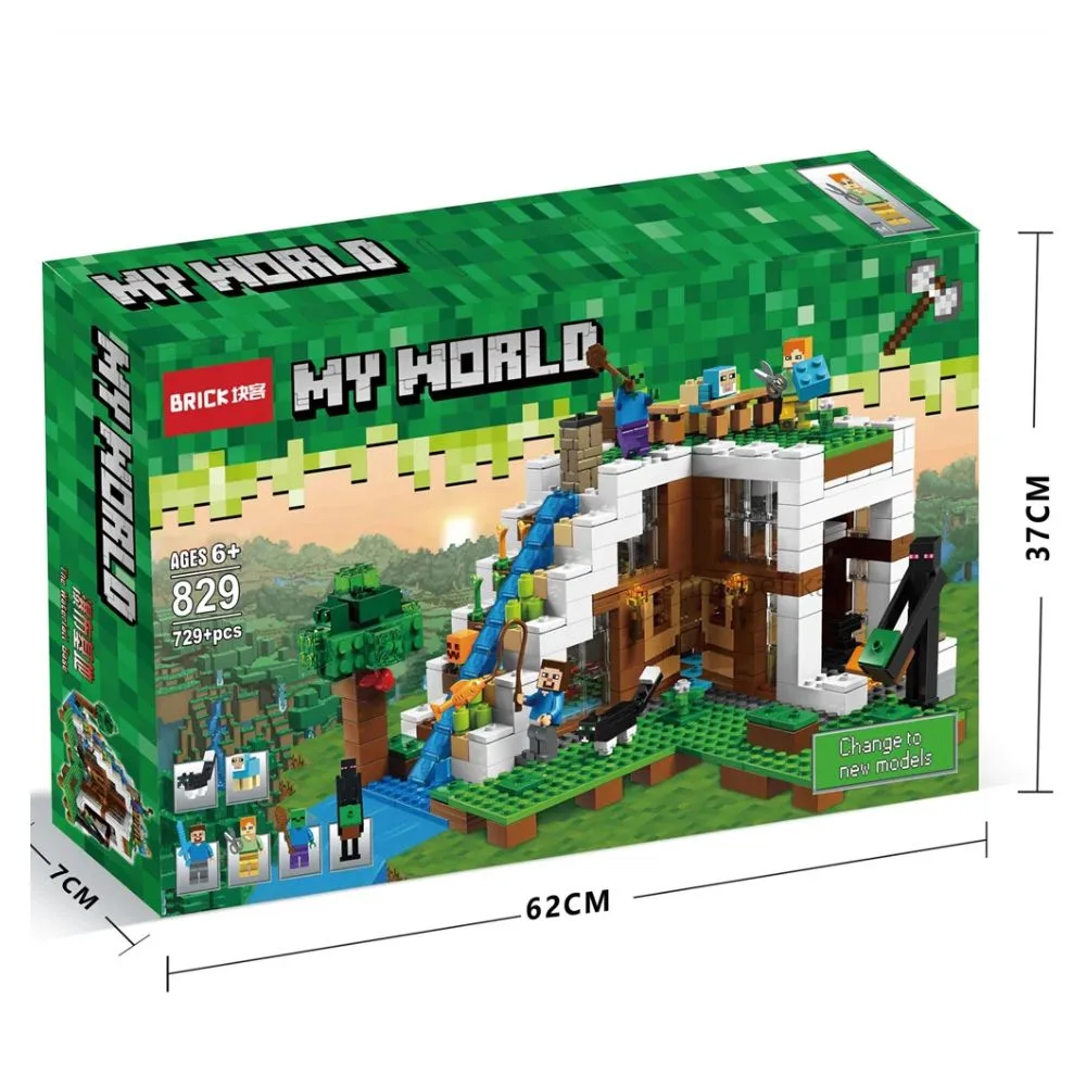 My World The Waterfall Base Building Blocks | Pixel World Construction Set | 729+ PCS | Age 6+ - Image 3
