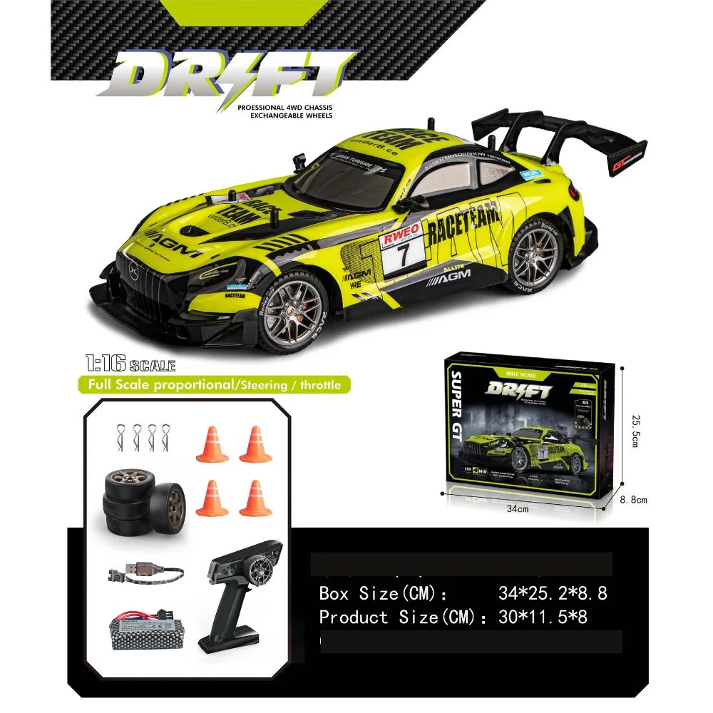 High-Speed Drift Remote Control Car – 30 km/h, LED Lights, 2.4G | 1:16 - Image 4