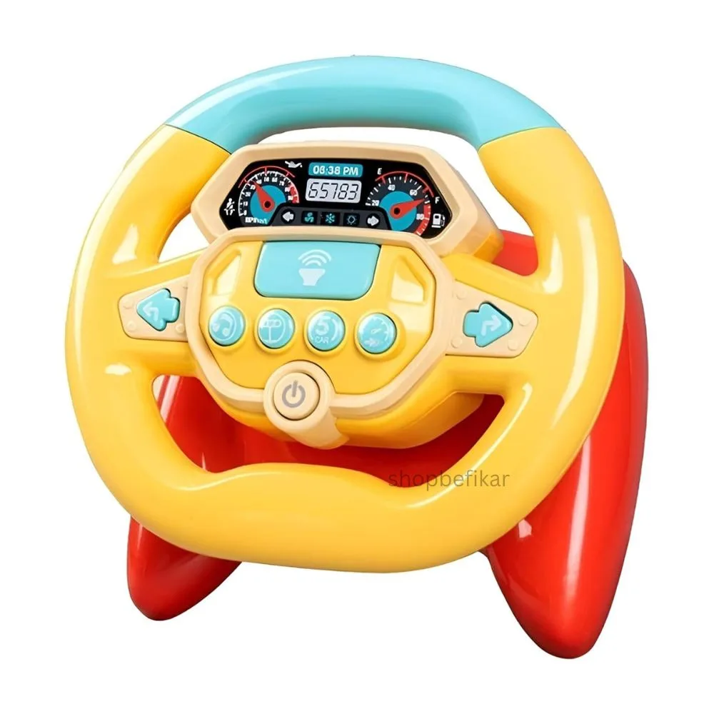 Mini steering musical toy for kids-3 Shopbefikar Simulation Steering Wheel Toy – Fake Driving Controller for Kids | Pretend Play Car Toy