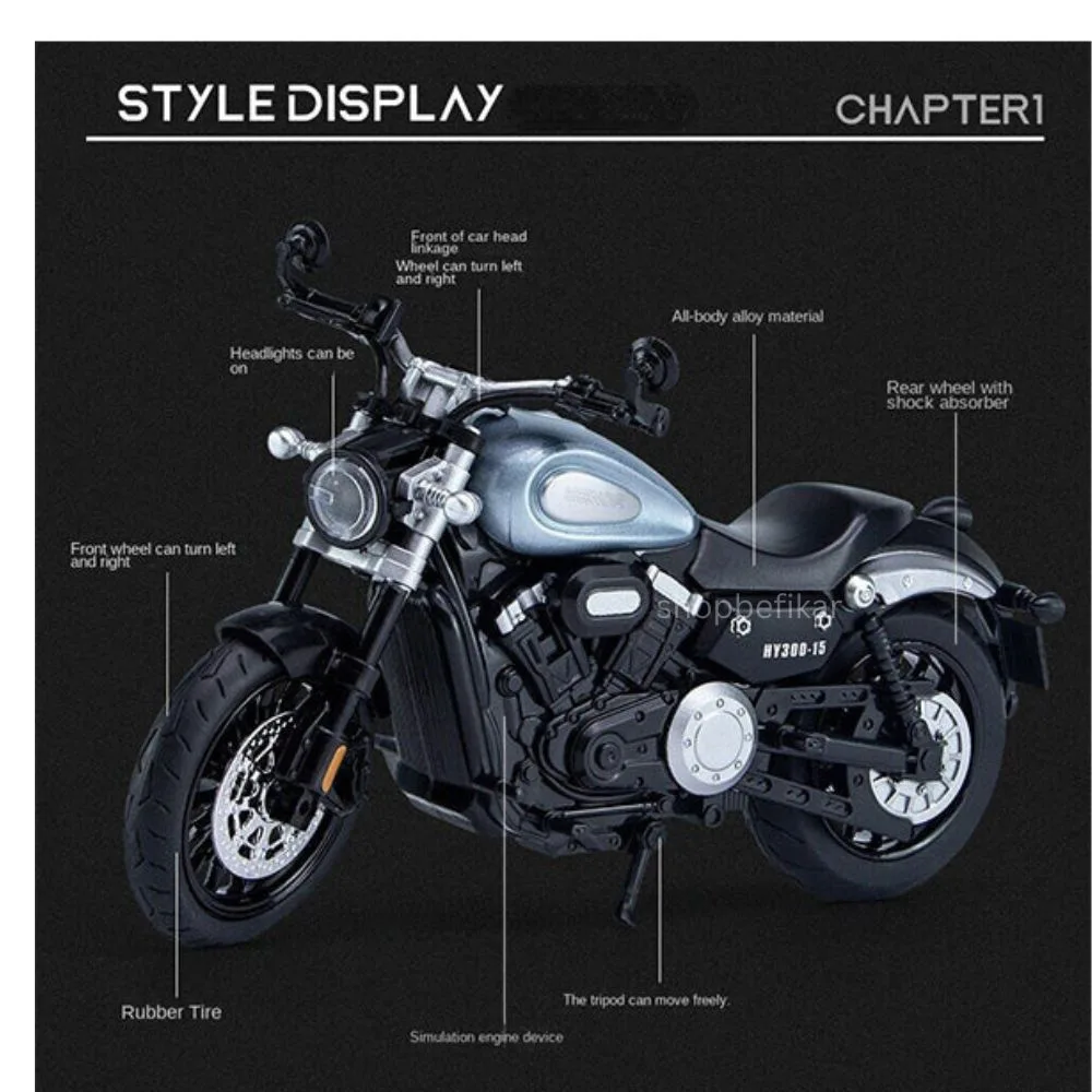 Benda Chinchilla HY300 1:12 Scale Diecast Bike Model – Metal Build & LED Headlight - Image 4