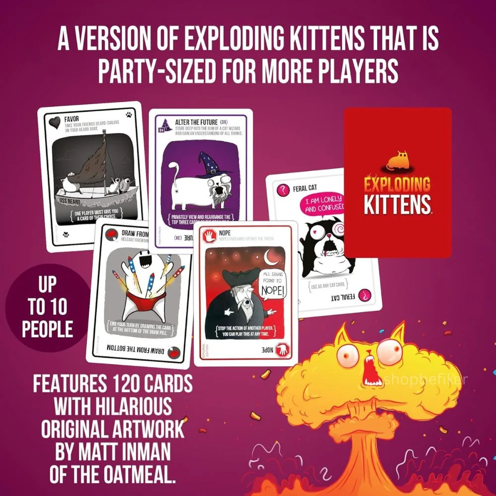 Exploding Kittens Party Edition – Hilarious Card Game for Kids, Adults & Families | 2–10 Players | Ages 7+ - Image 5