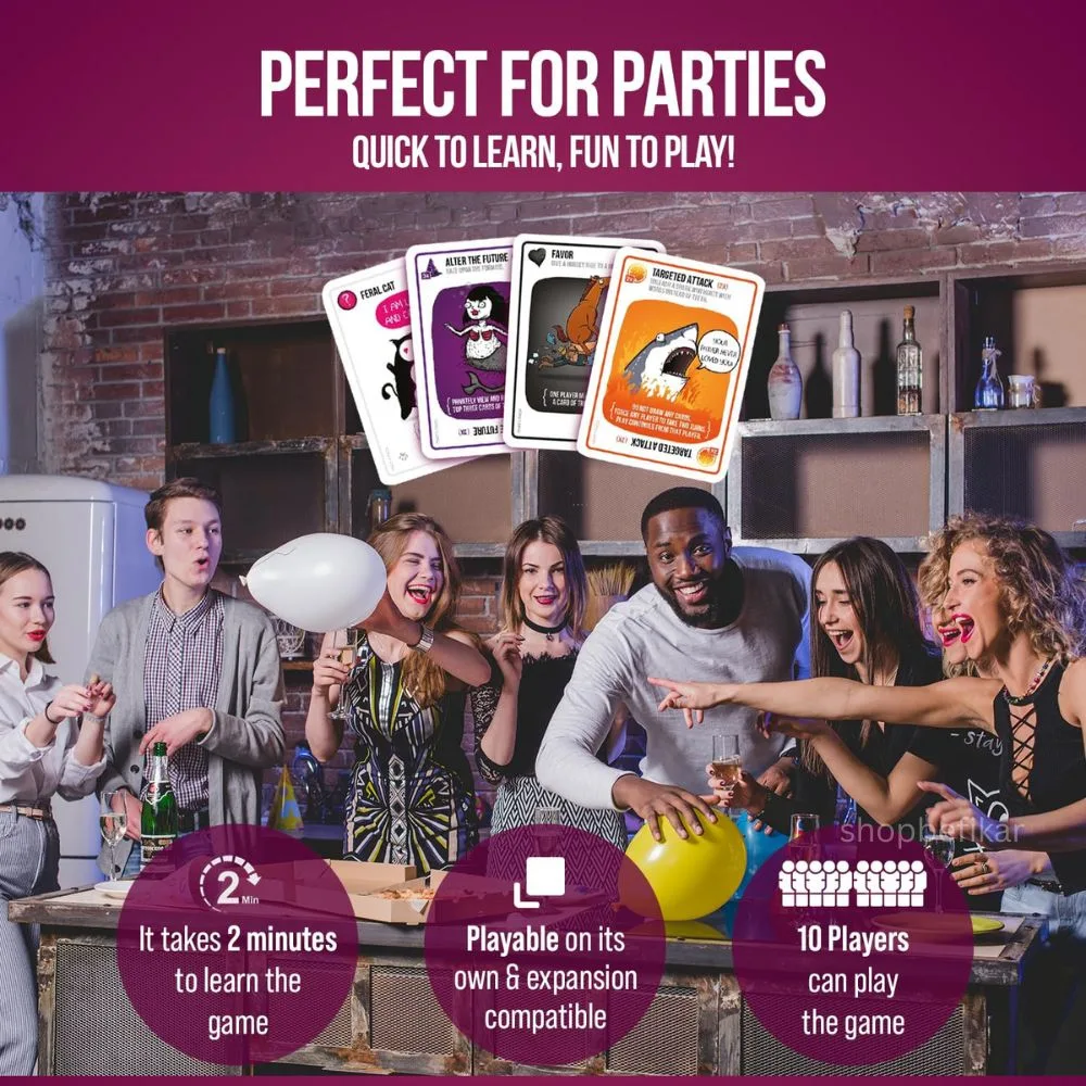 Exploding Kittens Party Edition – Hilarious Card Game for Kids, Adults & Families | 2–10 Players | Ages 7+ - Image 4