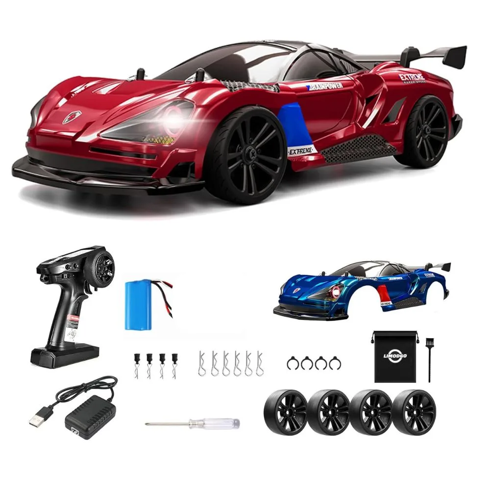 Fully Proportional RC Drift Car – 1/16 Scale, 4WD, 38KM/H Speed, Rechargeable, with Lights & Dual Tire Sets - Image 8
