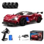 Shopbefikar RC Drift Car 1/16 scale with 4WD, 38KM/H speed, lights, dual tire sets & rechargeable battery. Perfect RC toy for kids, boys & adults.