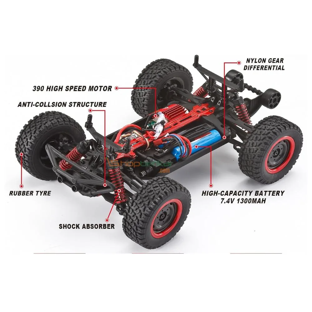 Adventurer RC Monster Truck – 1/16 Scale 4WD 38KM/H Off-Road Car with LED Lights (RED) - Image 4