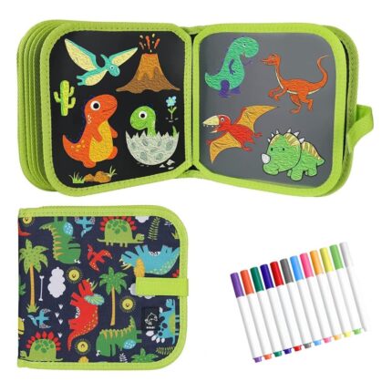 ShopBefikar Erasable Doodle Drawing Book – 14 Sheets with Tracing, Markers & Wipes