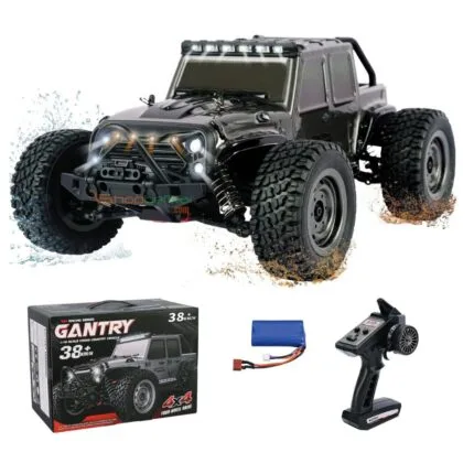ShopBefikar Gantry RC Monster Truck 1/16 40KM/H 4X4 Waterproof with LED Lights and 2 Batteries