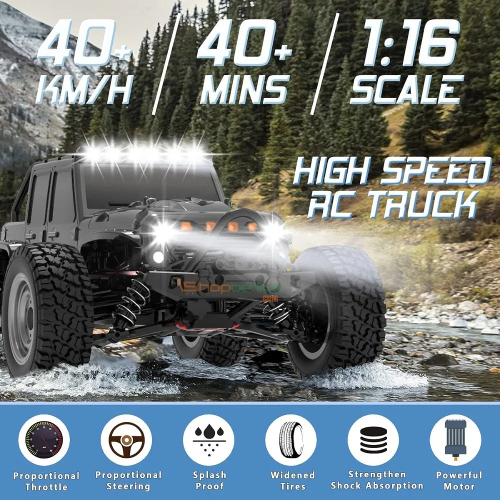 Gantry RC Monster Truck – 1/16 Scale 4X4 All-Terrain Beast with 40KM/H Speed & LED Lights - Image 7