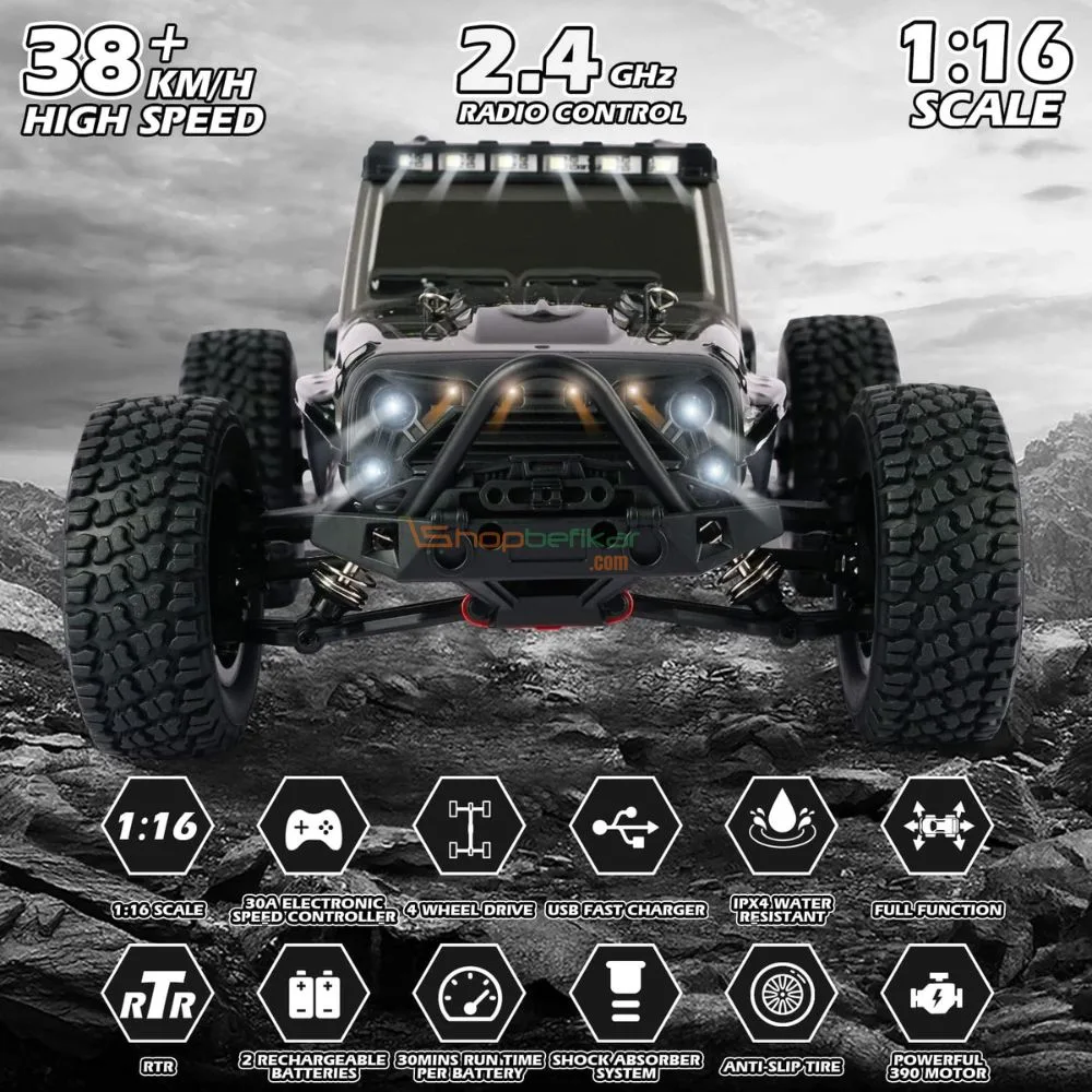 Gantry RC Monster Truck – 1/16 Scale 4X4 All-Terrain Beast with 40KM/H Speed & LED Lights - Image 6
