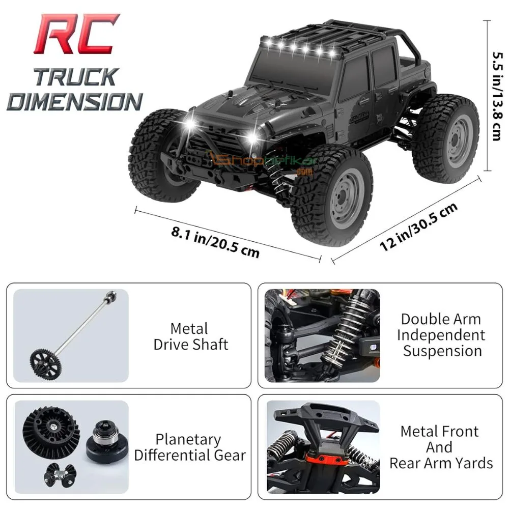 Gantry RC Monster Truck – 1/16 Scale 4X4 All-Terrain Beast with 40KM/H Speed & LED Lights - Image 3