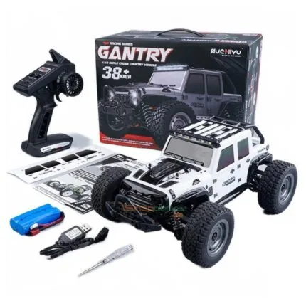 ShopBefikar Gantry RC Monster Truck 1/16 40KM/H 4X4 Waterproof with LED Lights and 2 Batteries