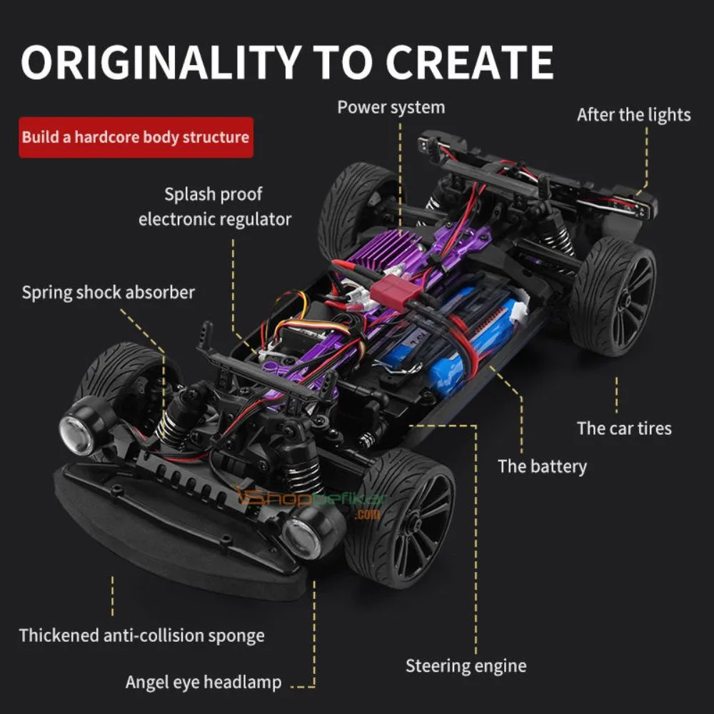 Hurricane RC Drift Car – High-Speed 1/16 Scale 4WD with LED Lights - Image 3
