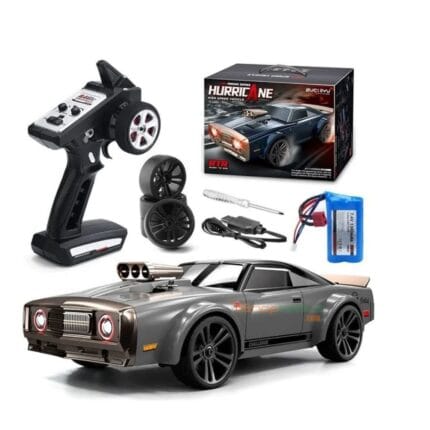 Hurricane grey RC Drift Car 1/16 Scale 4WD High-Speed LED Lights by ShopBefikar
