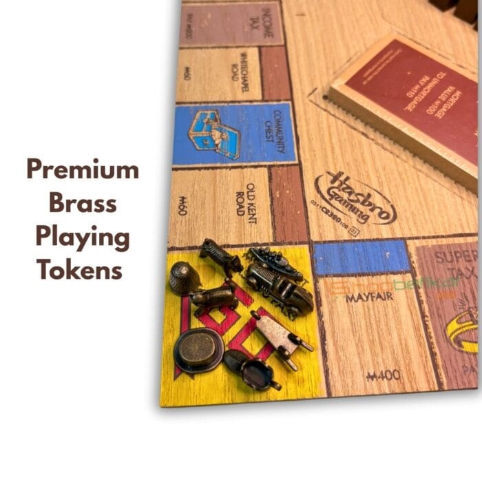 Monopoly Board Game – Premium Wooden Edition with Brass Tokens & Puzzle Board | 2–6 Players | Ages 8+ | 60–120 Min - Image 6