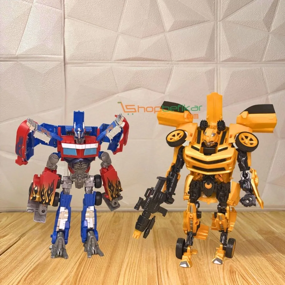 Optimus Prime & Bumblebee Transformers Action Figures | 20cm | Manually Convertible | Display Gift Pack | Age 6+ - Image 1