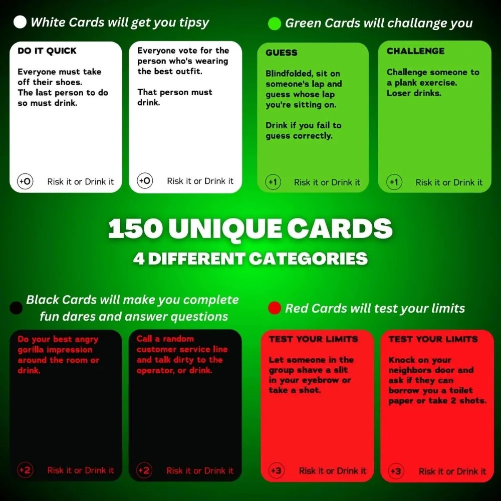 Risk It or Drink It Green Edition | Fun Party Drinking Game | 3+ Players | Age 18+ | 30–90 Min - Image 2