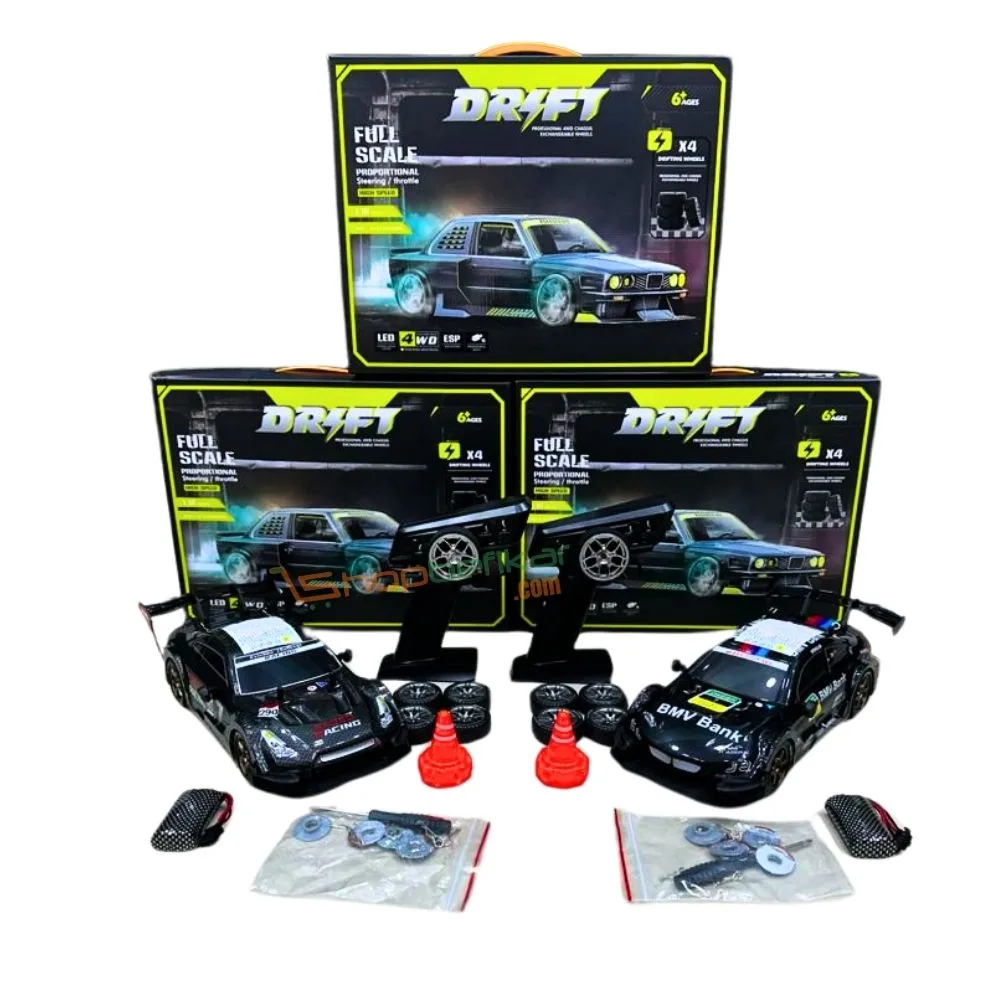 Shopbefikar 1:16 RC Drift Car 4WD 40km/h with ESP Gyro, LED Lights & Extra Drift Wheels | Best Price in India