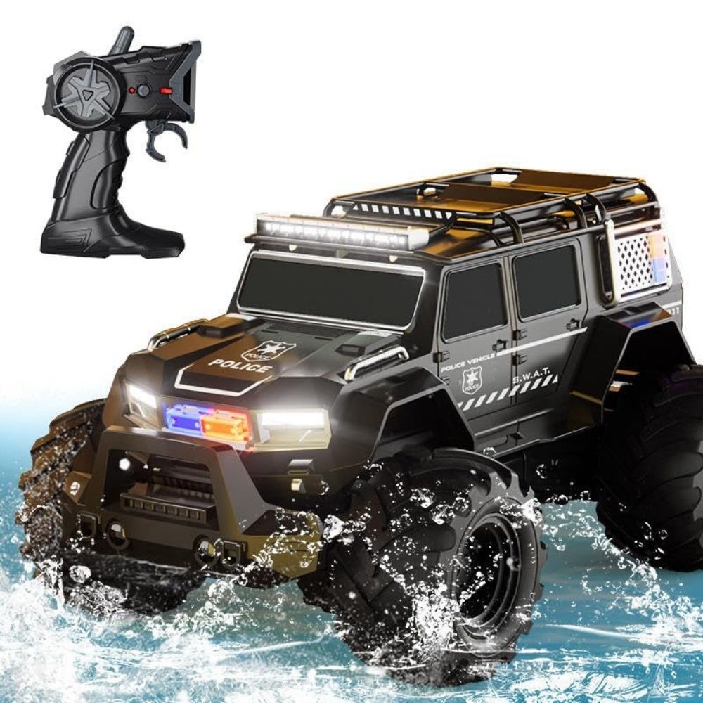 360 rotation rc police car Buy Amphibious Police RC Truck for Kids in India | Waterproof 360° Stunt Police RC Truck | Shopbefikar