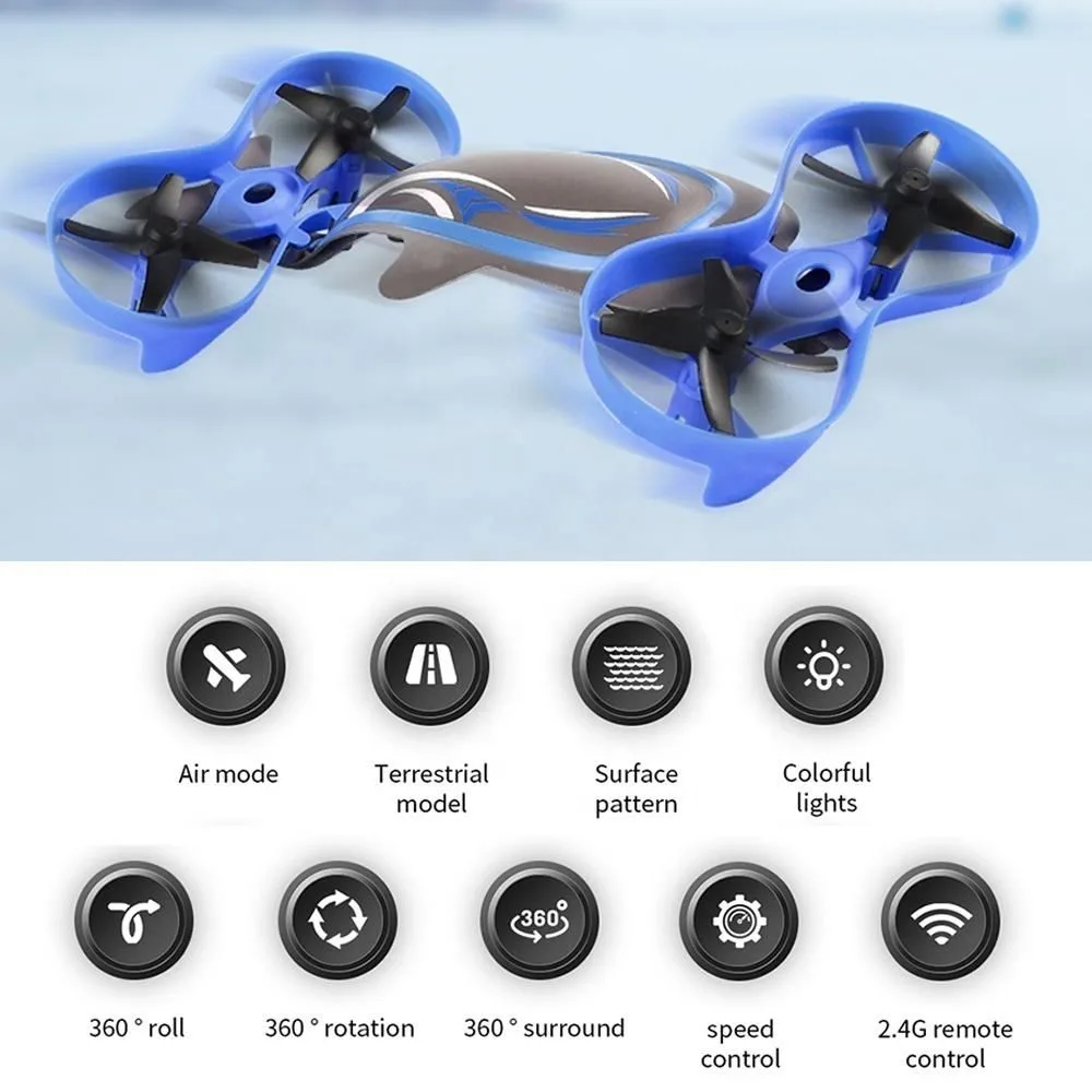 3-in-1 RC Stunt Drone Toy | Air, Water & Land RC Drone | Remote Control Quadcopter | Kids Toy - Image 7
