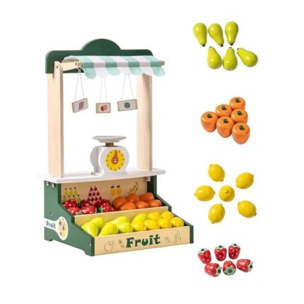 Shopbefikar Wooden Fruit Shop Pretend Play Toy | Educational Grocery Set for Kids 3+