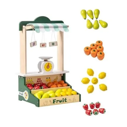 Shopbefikar Wooden Fruit Shop Pretend Play Toy | Educational Grocery Set for Kids 3+